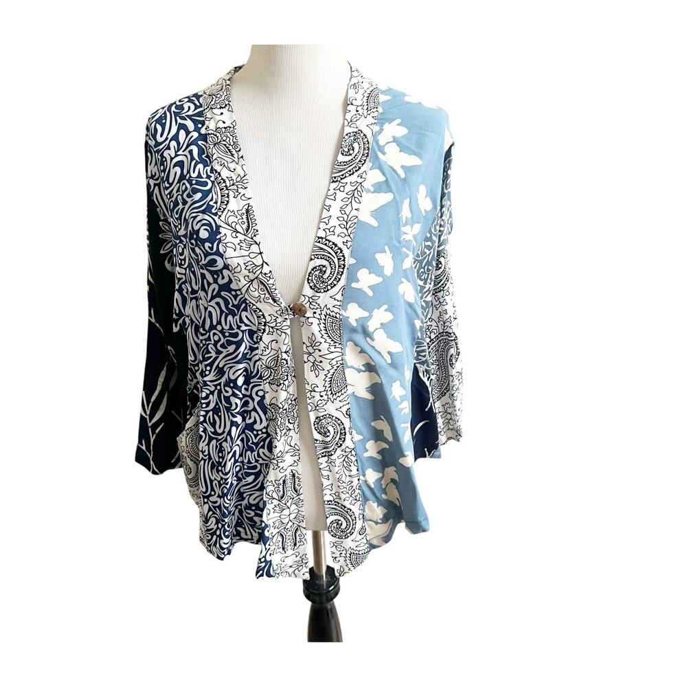 Wild Thing Of Chico California Wild Woman Kimono Multipattern Blue White L/XL